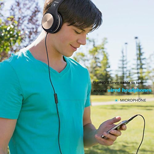 Riwbox XBT-80 Folding Bluetooth Over-Ear Headphones – Premium Wireless Audio with Built-in Microphone and Convenient Volume Control – Travel-Ready Comfort in Stylish Black and Gold for Mobile, PC, and TV Use – Perfect for Music Lovers and Professionals on the Go