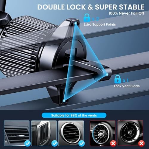 Universal Car Phone Mount: Hands-Free Adjustable Holder for Safe Driving – Secure Air Vent Smartphone Stand for i Phone & Android – 360-Degree Rotation for Optimal Viewing and Easy Access – Durable Lightweight Design for All Vehicles