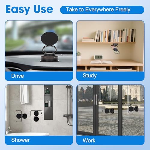 Ultra-Stable Magnetic Car Phone Mount with Vacuum Suction – 80 LBS Capacity for Secure Dashboard & Windshield Positioning, 360° Adjustable for Perfect Viewing Angles, Effortless One-Hand Operation for i Phone & Android – Elevate Your Driving Safety and Convenience Effortlessly