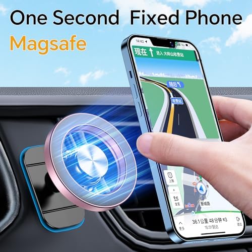 Kaistyle Mag Safe Car Mount: Ultra-Strong 20-Magnet Magnetic Phone Holder with 360° Rotation for i Phone 12-16 Plus | Premium Dashboard Accessory for Safe Navigation | Effortless Installation & Maximum Stability for Modern Drivers