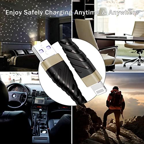 MFi Certified 6 Ft Lightning Charging Cable for i Phone – 3 Pack Fast Charging USB Cord, Durable Design for Enhanced Compatibility with i Phone 12/11/XS/Max/XR/X/8/8 P/7 P/6 & i Pad – Seamless Power-Up Experience