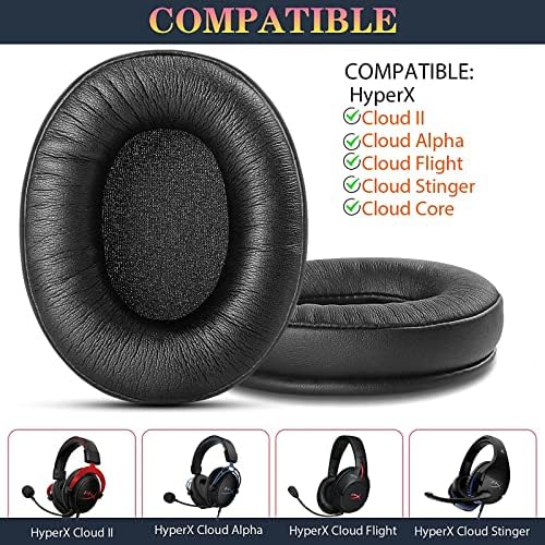 Ultimate Comfort Replacement Ear Pads for Hyper X Cloud II Wireless & Cloud Alpha – Luxurious Velour & Premium Protein Leather with High-Density Foam for Enhanced Gaming Experience – Quick Installation & Sleek Black Design