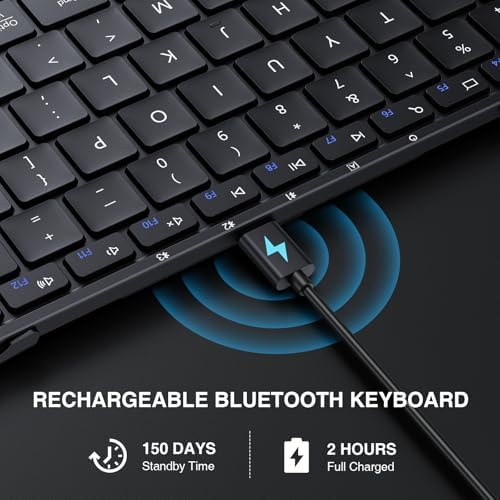 Portable Full-Size Proto Arc Bluetooth Keyboard XK01 – Foldable Wireless Keyboard with Numeric Keypad for i Pad, Tablets, Smartphones, and Laptops – Rechargeable Multi-Device Solution for Windows, i OS & Android – Ultimate Travel Companion for On-the-Go Professionals