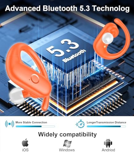 MOZOTER Wireless Sport Earbuds: Stylish Bluetooth Headphones with Enhanced Deep Bass, Secure Earhooks for Active Comfort, and Unmatched 60-Hour Battery Life – Ideal for Fitness, Meetings, and Everyday Use