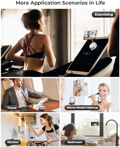 Vacuum Magnetic Phone Holder Stand [89+LBS Strongest Suction & 24*N55 Ultra Magnetic] 360° Adjustable Car Phone Mount for MagSafe Suction Cup, Compatible with Car/Gym/Mirror for iPhone 16 15 – Enhanced Compatibility and Speed