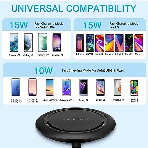 15 W Fast Wireless Charger Pad for Moto 360 (2 nd Gen) – Sleek, Efficient, and Safe Charging Solution for Tech-Savvy Users