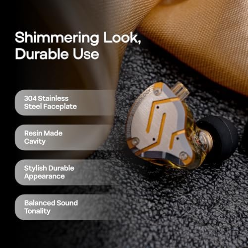 Linsoul KZ ZS10 Pro Hybrid IEM Earbuds – 4 BA + 1 DD High-Fidelity Wired In-Ear Monitors with Stainless Steel Faceplate and Detachable Cable, Ideal for Musicians and Gamers with Built-in Mic, Unmatched Sound Clarity and Versatile Compatibility