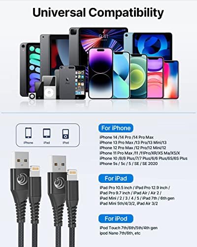 Aioneus 10 ft i Phone Charger 2 Pack – Apple Certified Lightning Cable with Fast Charging, Extra Long Nylon Braided Cord in Stylish Pink for i Phone 13, 12, 11, XS, XR, 10, 8, 7, 6 Plus – Unmatched Durability and Flexibility