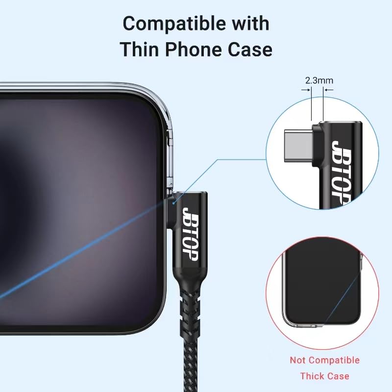 Innovative L-Shaped USB C Extension Cable (2 Pack, 6.6 Ft) – 240 W Power Delivery, 40 Gbps High-Speed Data Transfer, Durable Nylon Braided Design for i Phone 16, i Pad, Mac Book & Mag Safe – Optimal Flexibility for Tightly Spaced Connections