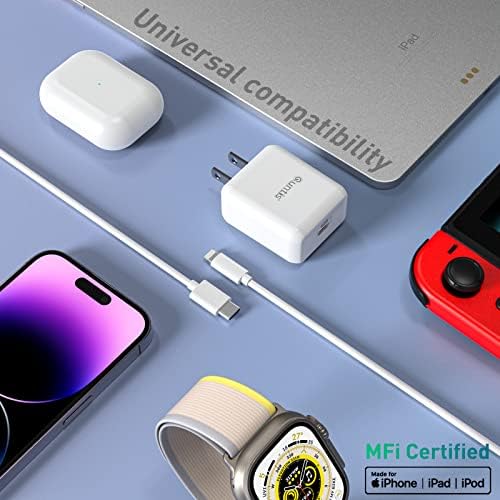 Quntis 20 W High-Speed i Phone Charger Block with 6 FT USB-C to Lightning Cable – Rapid Charging Solution for i Phone 14, 13 Pro, Max, Mini, 12, 11, XS, XR, X, and i Pad – Compact, Durable, and MFi Certified for Optimal Performance