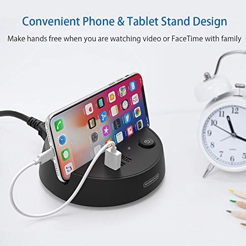 NTONPOWER Versatile Nightstand Power Strip with USB – 3 AC Outlets and 3 USB Ports, 5 ft Extension Cord with Energy-Saving Switch and Device Holder for Home, Office, and Travel Essentials (White) – Streamlined Charging Solution for Multiple Devices