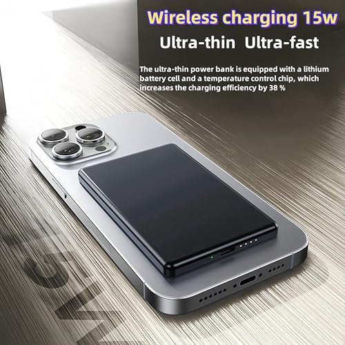 RCHL Ultra Slim Mag Safe Portable Charger – 5,000 m Ah Magnetic Power Bank for i Phone 12-16 & Samsung | 20 W Fast Charging Battery Pack with Seamless Magnetic Alignment for On-the-Go Power Solutions
