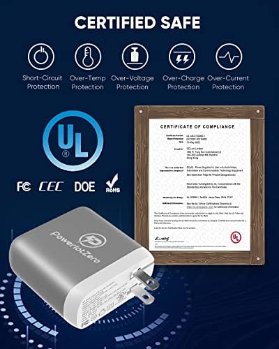 Powerlot Zero 68 W Dual USB-C Wall Charger – Fast Charging Ga N Adapter with 60 W & 18 W Outputs for Mac Book Pro, Dell Laptops, i Phone 14/13 Pro Max Plus, and i Pad Pro – Compact & Foldable Design for Ultimate Portability and Safety Features