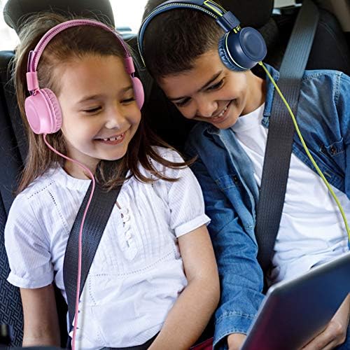 M2 Kids Foldable On-Ear Headphones – Adjustable, Tangle-Free 3.5 mm Wired Design in Vibrant Blue – Perfect for School, Travel & Gaming – Durable Comfort with Clear Sound for Young Auditory Enthusiasts – Ideal for Active Lifestyles and Extended Use