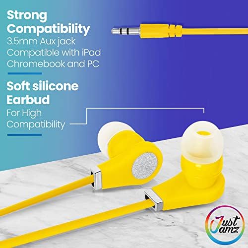 Multicolored Disposable Earbuds Bulk Pack – 30 Pairs of In-Ear Headphones for Schools & Libraries | 3.5 mm Stereo Jack, Lightweight & Hygienic Audio Solution | Perfect for Group Settings & Multimedia Engagement