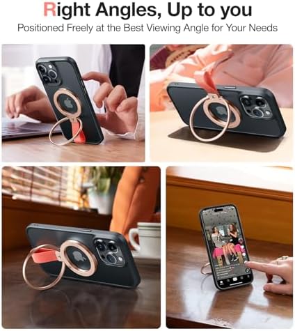 TORRAS 2025 Gen 5.0 Magnetic Phone Grip Holder & Kickstand – Premium Rose Gold Accessory for i Phone 11-16, Samsung, and Google Devices – Enhanced Magnetic Grip & Versatile Hands-Free Viewing – Ideal for Collapsible Phone Support and On-the-Go Convenience