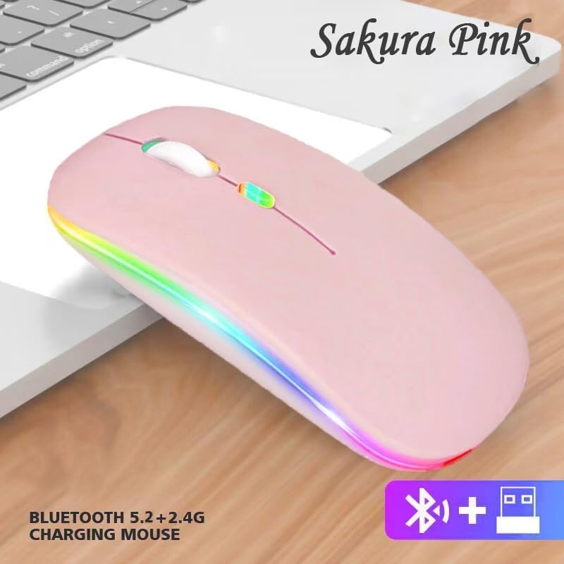Seamless Productivity with 3 Pack Rosy Glow Red Wireless Bluetooth Mouse – Rechargeable, Silent, and Slim Dual Mode Mice for Laptop, Desktop, i Pad, and Mac – Perfect for On-the-Go Professionals and Students