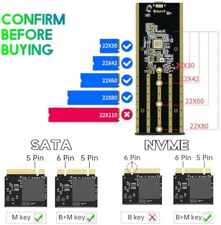High-Speed Aluminum M.2 NVME SATA SSD Enclosure Adapter – Enhance Your Data Transfer with USB 3.2 Gen 2 (10 Gbps) Technology for M-Key and B+M Key Drives – Portable SSD Case with Carry Bag for Ultimate Convenience and Compatibility Across 2230, 2242, 2260, and 2280 Sizes