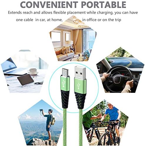 Bynccea 10 FT Nylon Braided Micro USB Charging Cable – 4-Pack Fast Charge Cord for Samsung Galaxy S6, S7 Edge, J3, J7, LG, HTC, Motorola, Sony, Xbox One, PS4 – Durable and Flexible Power Solution for Enhanced Device Compatibility