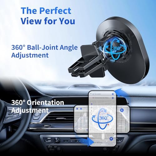 AOUXSEEM Magnetic Car Phone Charger Mount – 15 W Fast Wireless Charging with 20 N55 Magnets for i Phone 16/15/14/13/12/Pro/Plus/Max & Samsung Galaxy S Series – Effortless One-Handed Operation & Stylish Design for Ultimate Driving Convenience