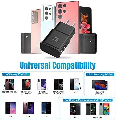 Ultra-Fast Charging Block for Samsung & LG Devices – Quick Charge Wall Adapter for Galaxy S22, S21, S20, Note 10/9/8, G5/G6/G7 – 3-Pack Travel Charger Set for Maximum Efficiency and Versatility