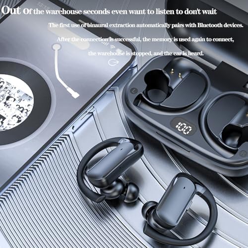 Elevate Your Audio Experience with Bluetooth 5.1 Sports Earbuds – Ergonomic Earhook Design for Secure Comfort, Immersive HD Sound for Gaming and Workouts, Sweatproof Durability for Active Lifestyles (Black)