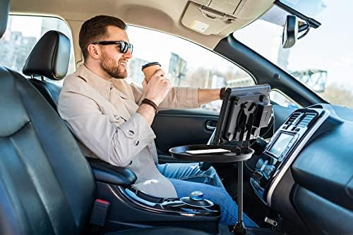 Transform Your Drive with the CTA Adjustable Vehicle Cup Holder Mount – VESA-Compatible Magnetic Tablet Holder with Splash-Proof Enclosure and Integrated Tray for 70 mm to 100 mm Cup Holders – Ultimate Convenience and Safety for On-the-Go Entertainment and Navigation