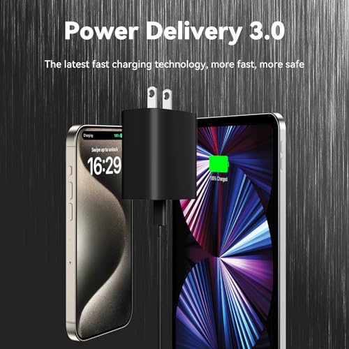 Ultimate i Phone 16 Pro Max Fast Charger with 8 FT USB-C Cable – High-Speed Wall Adapter in Stylish Purple – Compatible with i Phone 15 Series and i Pad Pro – Perfect for Quick Charging on the Go – Enhance Your Charging Experience with Extended Reach and Reliability