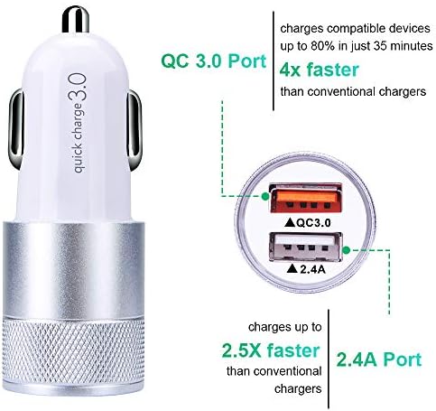 Rapid Charge Dual Port Car Charger – 30 W 5.4 A USB Adapter for Smartphones & Tablets – Universal Compatibility for i Phone, Samsung, LG & More – Compact Travel-Friendly Design with Overcharge Protection Features – Efficient Power Delivery for On-the-Go Charging
