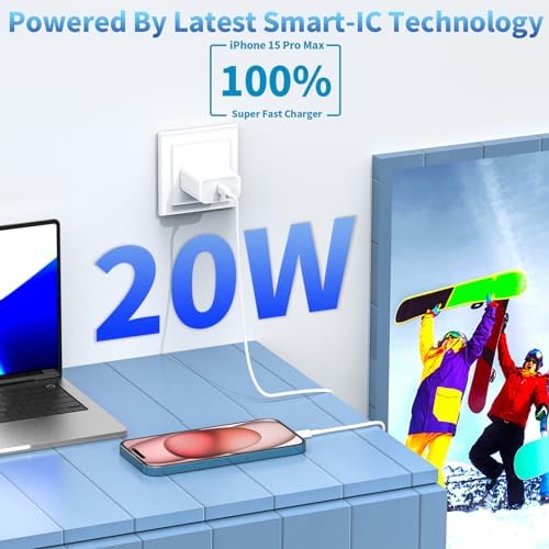 Rombica 20 W USB-C Fast Charging Adapter Duo for i Phone 16 Series – MFi Certified Dual Wall Charger with 6 FT Type-C Cables for Maximum Efficiency and Portability – Perfect for Home and On-the-Go Power Solutions