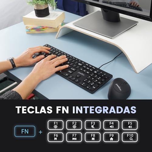 Perixx PERIBOARD-332 Compact Mini USB Keyboard – Sleek White Backlit QWERTY Spanish Layout with Silent X-Type Scissor Keys for Enhanced Typing Comfort – Perfect for Limited Desk Spaces and Effortless Plug-and-Play Setup