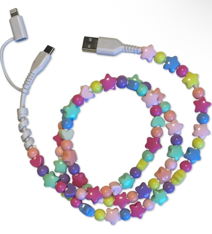 Compact USB C Phone Charger – Universal Fast Charging Cable for i Phone & Smartphones, Stylish Car Charger, Perfect Holiday Gift & Christmas Stocking Stuffer, Durable Bead Design for On-the-Go Power Solutions