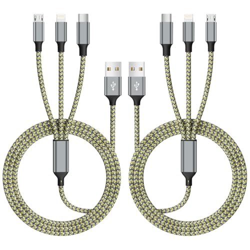 Ultra-Fast 100 W USB C Multi Charging Cable – 5 FT 3-in-1 Nylon Braided Cord with E-Marker Chip for Type-C, Lightning & Micro USB Devices – Superior Compatibility & Speed for Home, Office & Travel