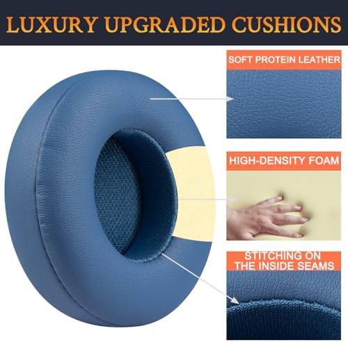 Transform Your Beats Solo 4 Wireless Headphones with SOULWIT Premium Replacement Earpads – Luxurious Soft Protein Leather & High-Density Noise Isolation Foam for Ultimate Comfort and Sound Enhancement – Stylish Black Design for Long Listening Sessions and Seamless Compatibility