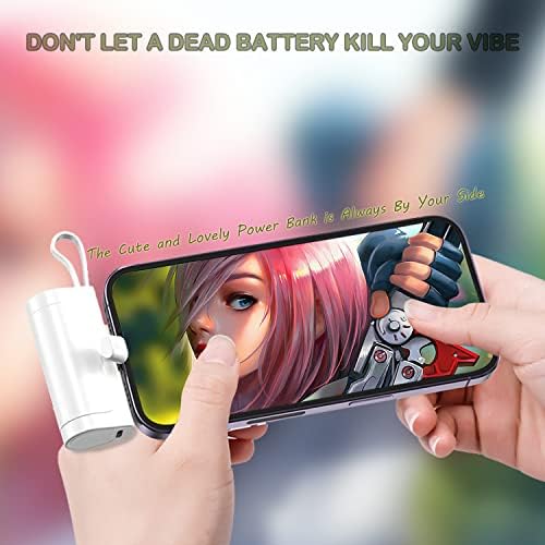 Compact 4800 m Ah Mini Power Bank Charger for USB-C and i Phone – Fast Charging, Direct Plugin Design for On-the-Go Power, Stylish White Color for All Users – Perfect for Students, Professionals, and Travelers