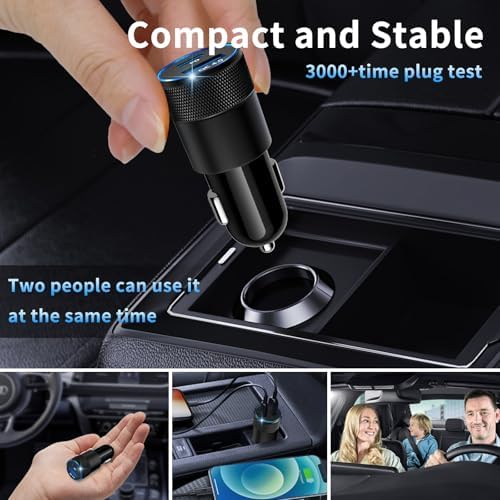 Dual-Port 48 W Fast USB C Car Charger for i Phone 15/16 & Samsung Galaxy – Universal Compatibility & Enhanced Safety Features for Rapid Device Charging on the Go – Compact Cigarette Lighter Adapter for All USB-C Gadgets and Accessories