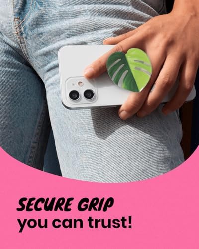 Tropical Leaf Mag Safe-Compatible Collapsible Phone Grip Stand – Chic Acrylic Smartphone Accessory for Optimal Stability and Comfort, Ideal for Hands-Free Viewing and On-the-Go Convenience (Crystallinum Dark)