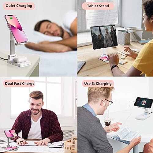 Revolutionary Dual 10 W Qi Wireless Charging Dock with Adjustable Phone Stand – Ultimate 2-in-1 Charger for i Phone 15/14/13/12/11/MAX/XS & Samsung Galaxy S21/S20/S10 – Ergonomic Design for Enhanced Viewing Experience – Perfect Desk Accessory for Home or Office – Non-Slip Base for Maximum Stability – Seamless Compatibility Across Qi-Enabled Devices – Elevate Your Workspace with Stylish Functionality and Effortless Device Access – Experience Cutting-Edge Technology and Modern Aesthetics in One Compact Solution