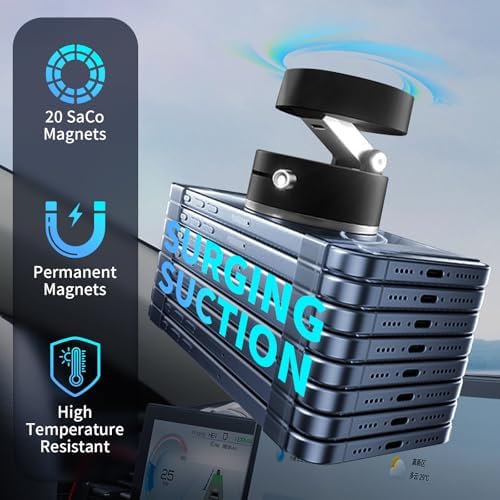Woolcar Magnetic Phone Holder, Vacuum Mount, Innovative Toggle Design, Foldable Portable Vacuum Magnetic Cell Phone Holder – Enhanced Compatibility and Speed