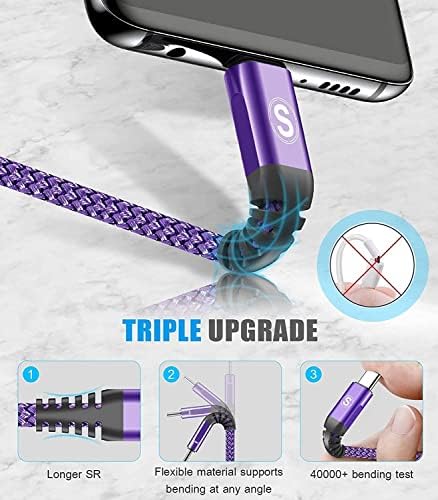 sweguard Premium USB Type C Charger Cable Trio – Versatile 3-Pack (6.6 ft, 3.3 ft, 1.5 ft) for i Phone 16, Samsung Galaxy S24, and Universal Devices – Fast Charging Nylon Braided Cords for Enhanced Durability and Performance – Ideal for Home, Office, and Travel