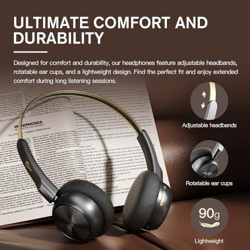 Nostalgic Retro Wireless Bluetooth Headphones – 60-Hour Battery Life, Lightweight Comfort, Built-in Microphone, Dual Device Pairing & Custom Sound App for an Immersive 80 s & 90 s Audio Adventure – Ideal for Active Music Enthusiasts and Daily Listening