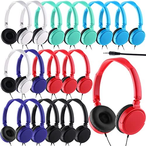 Yunsailing 18-Pack Adjustable Over-Ear Headphones for Students – Durable and Hygienic Wired Classroom Audio Solution with Individually Wrapped Earbuds for Optimal Learning Engagement (Black)