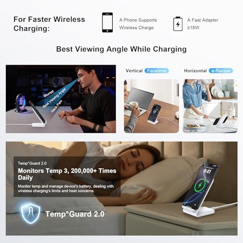 15 W Fast Wireless Charging Station for i Phone 16 Series, Samsung Galaxy S24/S23/S22/S21 & Google Pixel 9 Pro/8 – Sleek Design with QC Adapter for Universal Compatibility and Enhanced Charging Speed for Air Pods and More