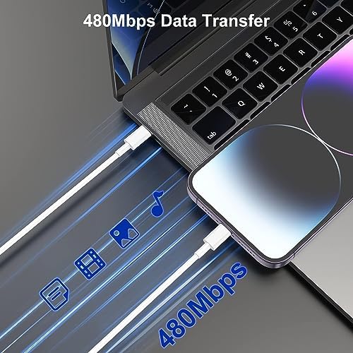 Blue Fast Charger Cable 2-Pack – 6 ft USB Type C to Lightning for i Phone 14/13/12 Pro Max, MFi Certified Charging Cord for Enhanced Speed & Compatibility – Durable Design for Everyday Use
