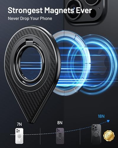 Ultimate Double-Sided Magnetic Phone Grip for i Phone & Samsung – Superior Mag Safe Ring Holder and Kickstand with Enhanced Magnetic Force for i Phone 15, 14, 13, 12, 11 Mini/Plus/Pro/Max and Google Devices – Secure, Versatile, Lightweight Accessory for Optimal Handling and Viewing Experience