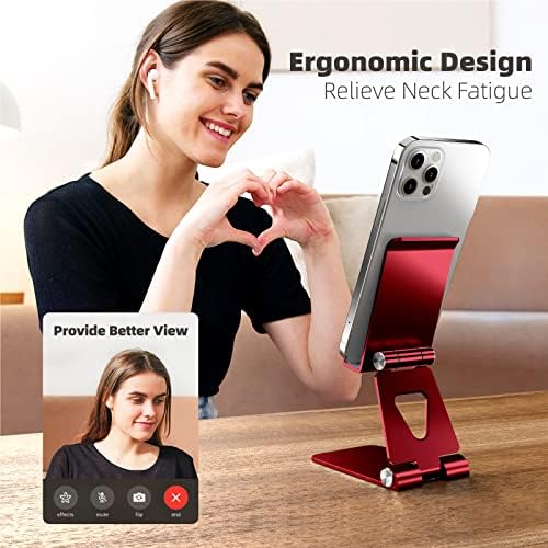 TOPGO Adjustable Cell Phone Stand, [Fully Foldable & Wide Compatibility] Desktop Stand Holder with Charging Port for iPhone, iPad, Kindle, Tablets, Switch – Silver – Enhanced Compatibility and Speed