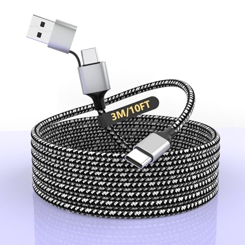 20 FT Extra Long Nylon Braided USB-C Charger Cable for i Phone 15/16 – 3-in-1 60 W Fast Charging Data Cord Compatible with i Pad Pro, Android, Samsung, and Pixel – Ultimate Durability and Flexibility for All Devices