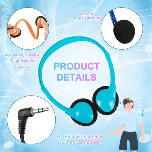 Bulk Kids Headphones – 25-Piece Classroom Audio Package for Enhanced Learning – Lightweight Adjustable On-Ear Design with Universal Device Compatibility in Sleek Black – Perfect for Engaging Group Activities and Extended Listening Comfort – Durable and Affordable Solution for Students and Adults