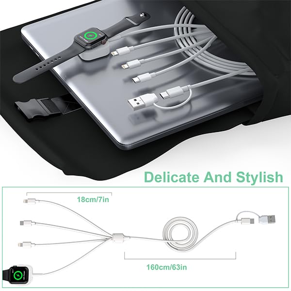 Ultimate 6-in-1 Travel USB C Charging Cable for Apple Devices – Fast Charge i Watch, i Phone, and i Pad with Versatile 3 M Type C & USB A Adapter Combo for Series 8, 7, 6, 5, 4, 3, 2, SE – Lightweight, Durable, and Perfect for On-the-Go Charging