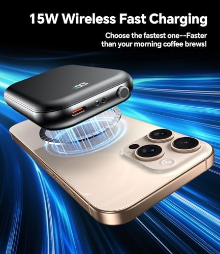 Revolutionize Your Charging Routine with the 10,000 m Ah Magnetic Wireless Power Bank – Fast Charging Battery Pack for i Phone 16/15/14/13/12 Series, Apple Watch, and Air Pods – Ultimate Travel Essential with Dual USB-C Ports and Effortless Magnetic Alignment for On-the-Go Power Solutions